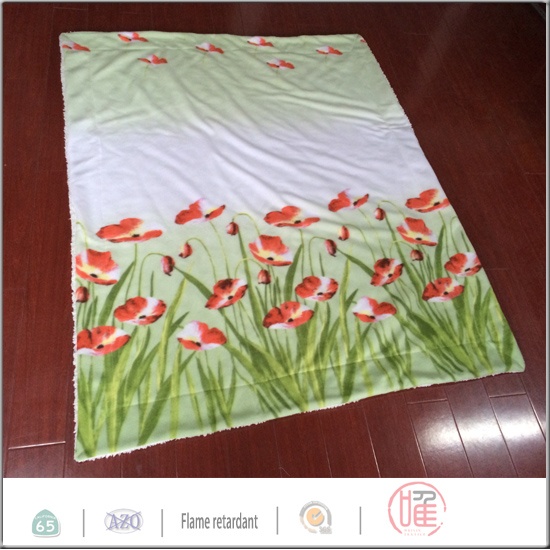 Flower design sherpa blanket